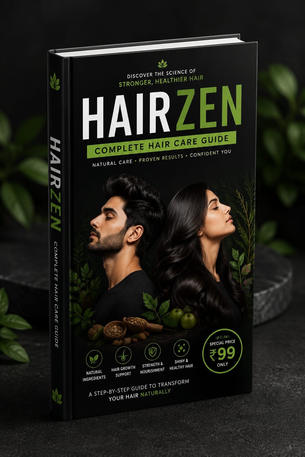 Hairzen Complete Hair Care Guide 3D Mockup